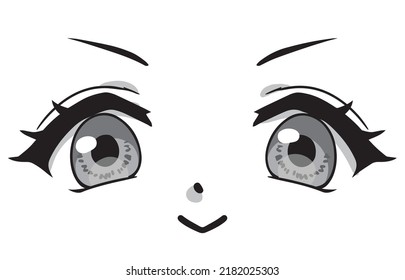 Anime funny expression. Japanese manga style. Hand drawn vector illustration.