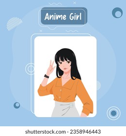 	
Anime girl beautiful character female cartoon woman