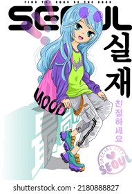 desenhos animados de garotas de anime 10964909 Vetor no Vecteezy