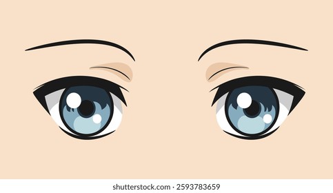 Anime girl blue eyes. Cartoon manga anime eyes. Vector illustration