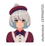 anime girl with cap isolated icon