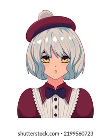 anime girl with cap isolated icon