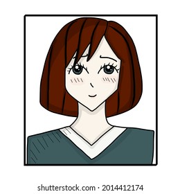 Anime girl from cartoon. Hand drawn trendy Vector illustration. Pre-made prints