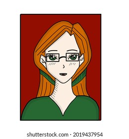 Anime girl from cartoon. Hand drawn trendy Vector illustration. Pre-made prints