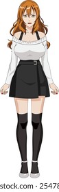 Anime Chica en Vector de desgaste casual RPG Ilustración de personaje