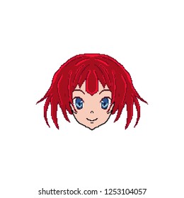 Anime girl for chat. Pixel woman for the game. Coloring. Manga. Japanese anime.