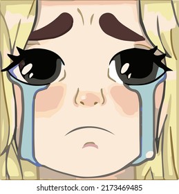 anime girl crying tears visible on her face