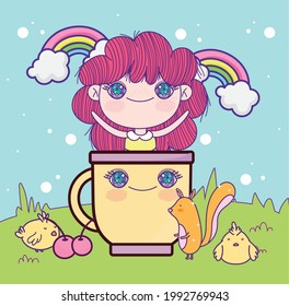 anime girl in a cup cute kawaii