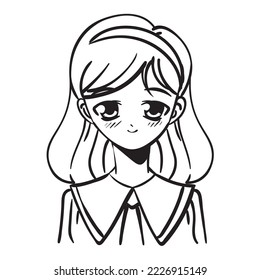 anime girl with diadem icon isolated