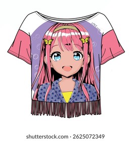 anime girl drawing. girl tshirt print pattern, fashion and more