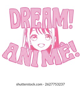 anime girl drawing. girl tshirt print pattern