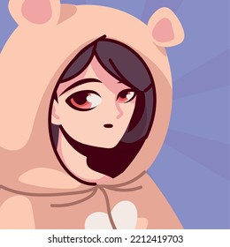 anime girl dressed in hood, design