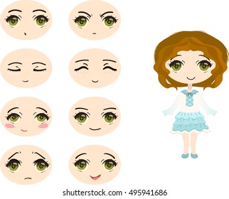 Anime girl expressions. Emoji