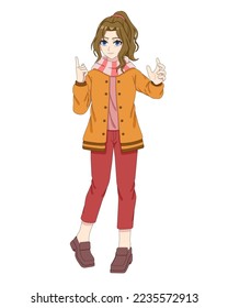 anime girl female character art style drawing design no background vector