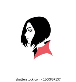 Anime girl graphic vector illustration isolated profile logo