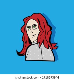 anime girl with green eyes and red hair