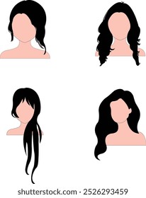 Anime girl hair set isolado no fundo branco vetor ilustração