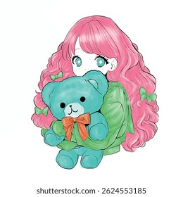 anime girl illustration. fashion patterns, tshirt printing patterns and more