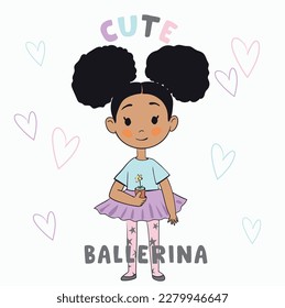Anime Girl illustration and slogan   Vector graphic design for t  shirt  Ballerina girl drawing 