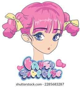 Anime Girl illustration with  slogan. Vector graphic design for t-shirt. Beautiful girl drawing