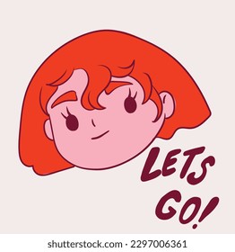 Anime Girl illustration with slogan. Vector graphic design for t-shirt. Cute girl drawing