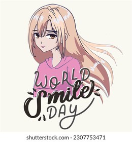 Anime Girl illustration with slogan. Vector graphic design for t-shirt. Cıte girl drawing