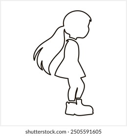 Anime girl isolated. Sketch style. Coloring page book Hand drawn vector illustration