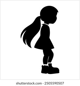 Anime girl isolated. Stencil style. Hand drawn vector illustration