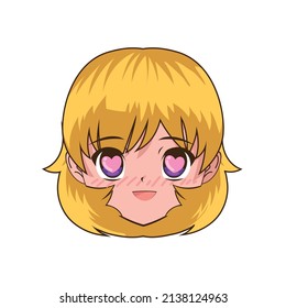 anime girl in love comic, isolated