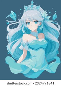 anime girl princess beautiful vector