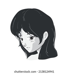 anime girl with sad face