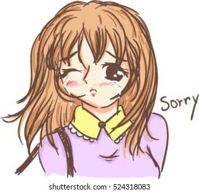 Anime girl with sad face