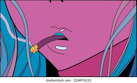 anime girl smoking a cigarette