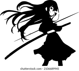 Anime girl with a sword tshirt design.