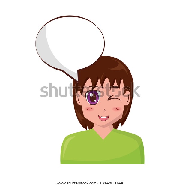 Anime Girl Talk Speech Bubble Stock Vector (Royalty Free) 1314800744