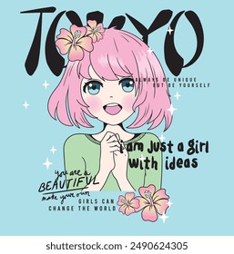 anime girl with tokyo dreams slogan