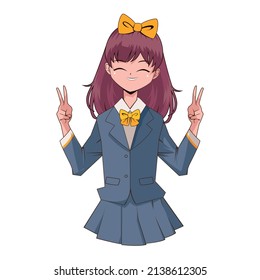 anime girl with uniform comic