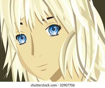 Anime girl vector illustration isolated.