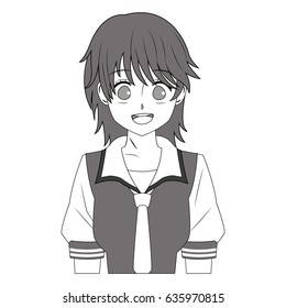 anime girl young beautiful monochrome