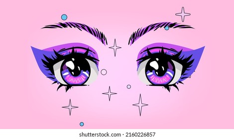 Premium Vector | Cute anime girls eyes. manga face expressions. vector  illustration.