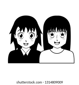 anime girls portrait manga