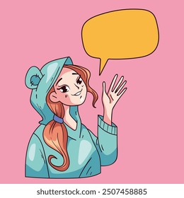 Anime girls with speech bubble communication concept. Vector graphic design illustration element 
