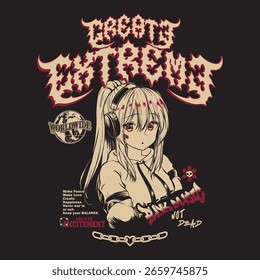 Anime gothic punk retro design