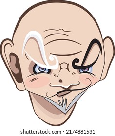 anime grandfather portrait with gray beard and purple eyes