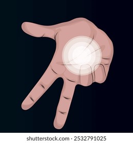 Anime hand in attack position generating power ball.