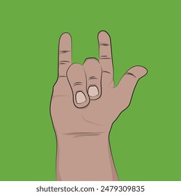 Anime hand in attack position, green background.