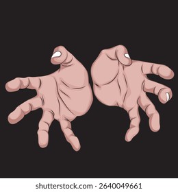 Anime hands with energy in the hands. Vector anime hands.
