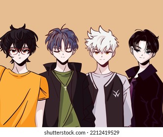 anime handsome men characters, style