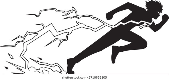 Ilustración vectorial de iconos de relámpago de héroe de anime
