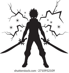 Ilustración vectorial de iconos de relámpago de héroe de anime